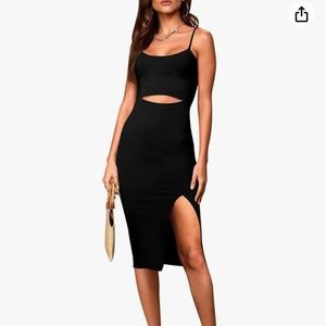 Black cut out ribbed bodycon dress